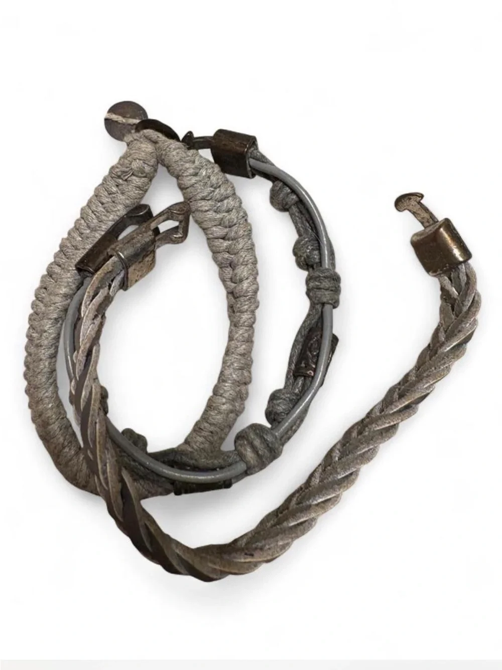 Men's Multi-Pack Braided & Beaded Bracelet Set - Black, Brown, Gray